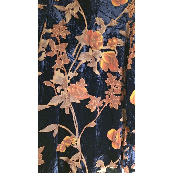 LOVERICHE Dark Floral Velvet Burnout Knee Length Tunic Top Sz M Boho Western - Picture 9 of 12